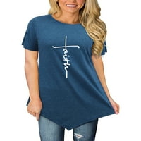 Avamo dame majica majica kratkih rukava Cross Faith Grafic Tee Women Boho Pulover Rad Ljetni vrhovi