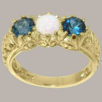Britanci napravio 18k žuti zlatni prirodni opal i london plavi topaz ženski obećaj prsten - veličine