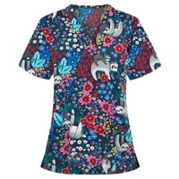 Ženske vrhove bluza Grafički otisci Radna odjeća s kratkim rukavima Dame Modni V-izrez Ljetna tunika TOPS multicolor 3xl