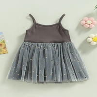 Diconna Toddler Baby Girls Tulle haljina Ljetna odjeća Shiny Star Print bez rukava Princess Tutu haljina Sive 3- godine