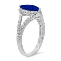 1.2ct Marquise Cut Simulirani plavi safir 18k bijeli zlatni godišnjica Angagement Halo prstena veličine 4,5
