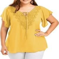 Luxplum ženske majice majice majice čipke-cvjetni vrhovi bluza plaža tunika žuta 2xl