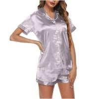TOQOT PAJAMAS za žene - kratki rukav vrh i kratke hlače za spavanje Sleep Ležerne prilike svilene pidžame