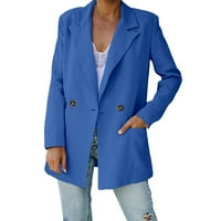 Huai Jakne za žene Ženska solidna boja V izrez Rezervirajte dvostruke kapute Lehas Time Coat Casual