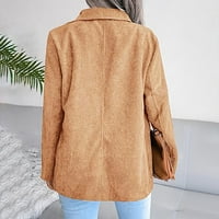 Zanvin Fall Modna jakna za žene za žene, Žene klasične čvrste boje Corduroy dugih rukava Ležerne prilike bluže jakne na vrhu kaputa Khaki XL
