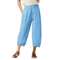 Pantalone za žene Ležerne ljetne dnevne osam duljina džepova Elastična struka Čvrsti pantalone za žene