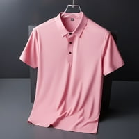 Muške polo majice kratki rukav modni casual ledeni svileni materijal visokonaliziran za golf majica Pink xxxxl