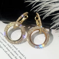 Zlatne glitter naušnice Rosegold Diamond okrugli žene modne srebrne minđuše