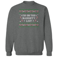 Božićni odmor Naughty list Grafički grafit Heather Muška pamučna pulover dukserica
