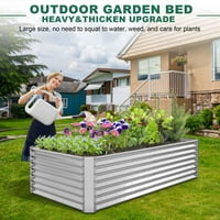 7x4x2ft pocinčani metalni krevet za povrće, vanjski vrtni vrtni okvir za podizanje patulja, dvorišni vrtni sadirni krevet za cvijeće, bilje, voće