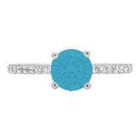 1.51ct okrugli rez plavi simulirani tirkizni 14k Bijelo zlato ugraviranje izjava bridalna godišnjica Angažman vjenčani prsten veličine 5,75