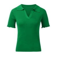 Puawkoer ženske košulje kratkih rukava s kratkim rukavima za ljetne tunike za ležerne žene Green