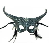 Srebrna fank fantastična polukolna maska ​​Halloween odrasli rogovi mistični duh životinja