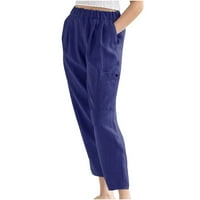 Ljetne hlače Blueek Žene Ležerne prilike čiste boje elastičnih struka Posteljine pantalone