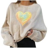 Cuoff ženske modne bluze košulje zimske casual dan zaljubljenih ljubav tiskani okrugli vrat pulover