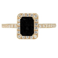 1.86ct smaragdni rez crni prirodni ony 14k žuto zlato ugraviranje izjava bridalna godišnjica Angažman vjenčanje halo prstena veličine 7.25