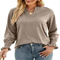Glonme ženske ruffle rukave seksi V izrez Tunic Tops pulover bluza