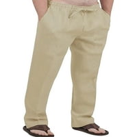 Muški tanki ljetni džepovi elastični struk crtaju struju čiste boje casual pantalone