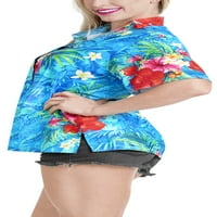 Bay Womenska plaža Havajska majica s kratkim rukavima dolje majica s Sapphire, cvjetna aloha