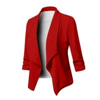 Qonioi štedi klirens ženski casual blazer otvoren prednji rever s dugim rukavima čvrste boje komični