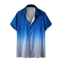 Wyongtao Muška majica Rever Ležerni gradijent Ispiši kratki rukav na vrhu bejzbol vrhovi, plavi l