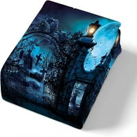Noć vještica, Veličina Twin Veličina grobyard grob-ploča Ghost Duvet Poklopac, postavljen sa prekrivačem na poklopcu Ravni lim, kuća za odmor posteljina za posteljinu za odmor za tinejdžerske spavaće sobe