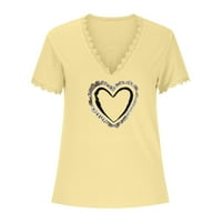 Ženska casual labav bluza Tunika na vrhu Ležerne prilike Seksi moda Ljeto V rect majica Ispis kratkih rukava vrhova bluza za odmor žuta m