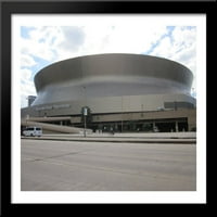Mercedes Benz Superdome Veliki crni drveni umklađen ispis umjetnost - dom novih Orleans Saints