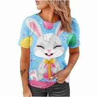 Žene, majice za uskrsnu prevelike teen Girls Bunny Ispis Grafički casual kratkih rukava Uskrsni bluza
