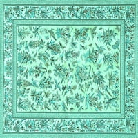 Ahgly Kompanija Mašina za pranje u zatvorenom kvadratu Perzijski tirkizni plavi tradicionalni prostirci, 8 'kvadrat