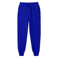 Zkozptok ženske dukseve visoki struk elastični struk debeli plišani karijski džep harem salon široke pantalone za noge, plavo, xl