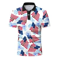Muške polo majice kratki rukav modna proljetna ljetna casual pauntdown zastava zastava zastava tiskana bluza Golf majica plavi xxl