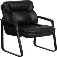 Crna leathersoft Executive bočna stolica sa lumbalnom podrškom i sankama [Go-1156-BK-LEA-GG]