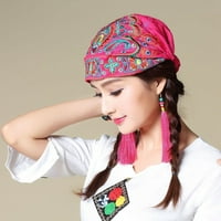 Slouchy Beanie Hat Headwear Žene Meksički stil Etnički vintage vez cvijeće Bandanas crveni tisak