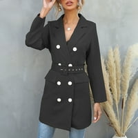 Blazers za žensko čišćenje Poslovno casual odijelo jakne Žensko proljeće i rever Solid Boja dugih rukava dugmeta dugim remen blažer