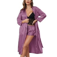 Pidžama za žene postavljeno ženske noći donje rublje saten chemise donje rublje spavaće pune klizače