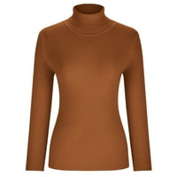 Ženski džemper za kornjače od pune boje dugih rukava Basični pulover TOP Ležerne i narančaste ružine