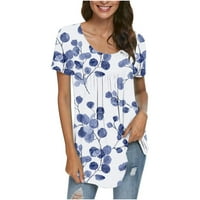 Ausyst Žene vrhovi ljetni modni ispisani casual okruglica kratkih rukava labava majica bluza za bluzu