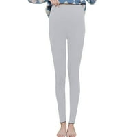 CETHRIO WOMENS pantalone plus veličina toplog fleka Visoke zimske sive hlače veličine m