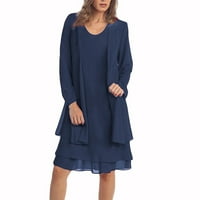 Sunkes za ženske boemske mini bez rukava s rukavima s kratkim vratima A-line haljine XL plava