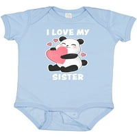 Inktastic Volim svoju sestru sa Panda ilustracijom poklon baby boy ili baby girl bodionicu