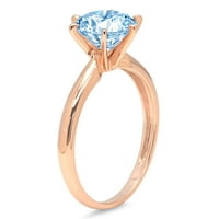 3.0ct okrugli rez plavi simulirani dijamant 18k ružičasti ružičasti zlato gravirajući izveštaj godišnjica