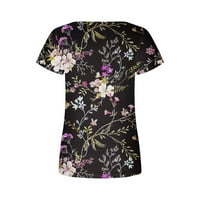 Dahich ženske ljetne drešene šifonske bluze V izrez Petal kratki rukav Tunic Thelys Casual majice crni
