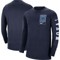 Muški Nike mornarice Villanova Wildcats Sezonski majica s dugim rukavima od 2 pogotka