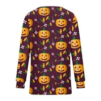 Ženska majica bluza Ležerne prilike labave košulje s dugim rukavima Vrući od vrata Halloween Print Tops T-majice Tee
