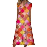 Ljetne haljine za žene V izrez cvjetni print kratkih rukava midi haljina sakriti trbuh ležerna haljina