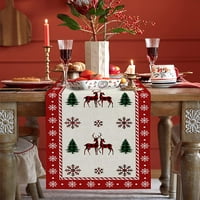 Božićni trkač, bivol plairan elk božićno drvce snježno pahuljica božićna trkač za božić za božićnu kuhinju stol stol svečani ukras