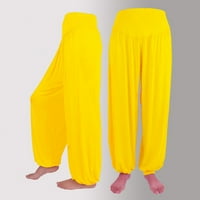 Wefuesd široke pantalone za noge za žene hlače za žene Ženske elastične labave ležerne pamučne meke