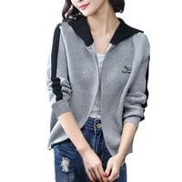Ketyyh-Chn ženski džemper s dugim rukavima otvoren prednji džemper sivi, 2xl
