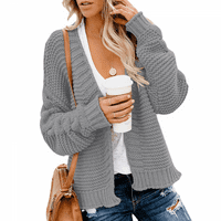 Cardigan za žene Chunky Plit Otvoreni prednji dugi rukav Pleteni džemperi S-3XL